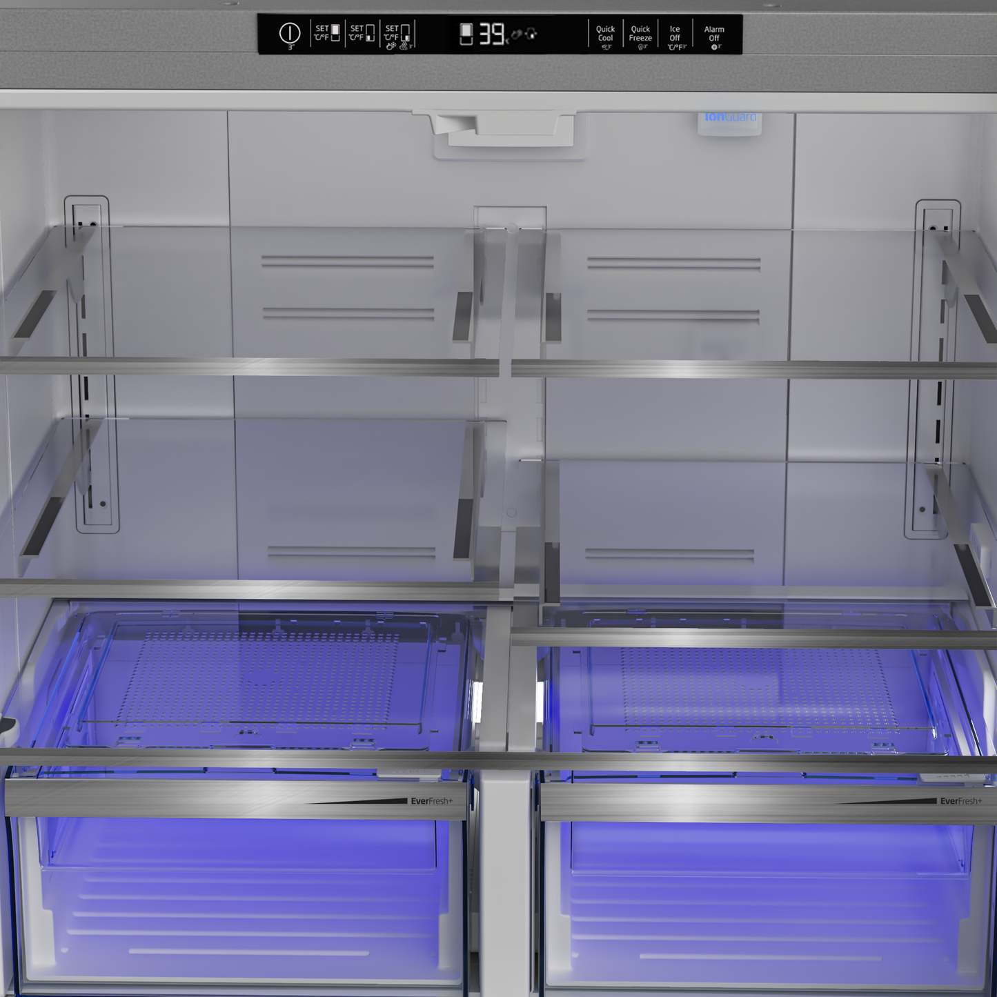 BFFD3626SS: 36" French Four-Door Stainless Steel Refrigerator with auto Ice Maker, Water Dispenser