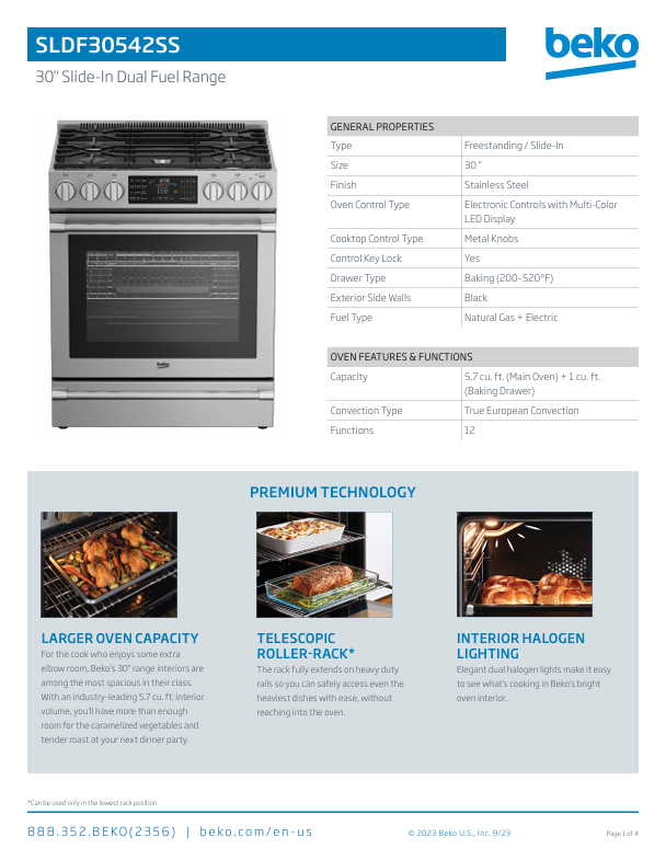SLDF30542SS: 30" Stainless Steel Slide-In Dual Fuel Range