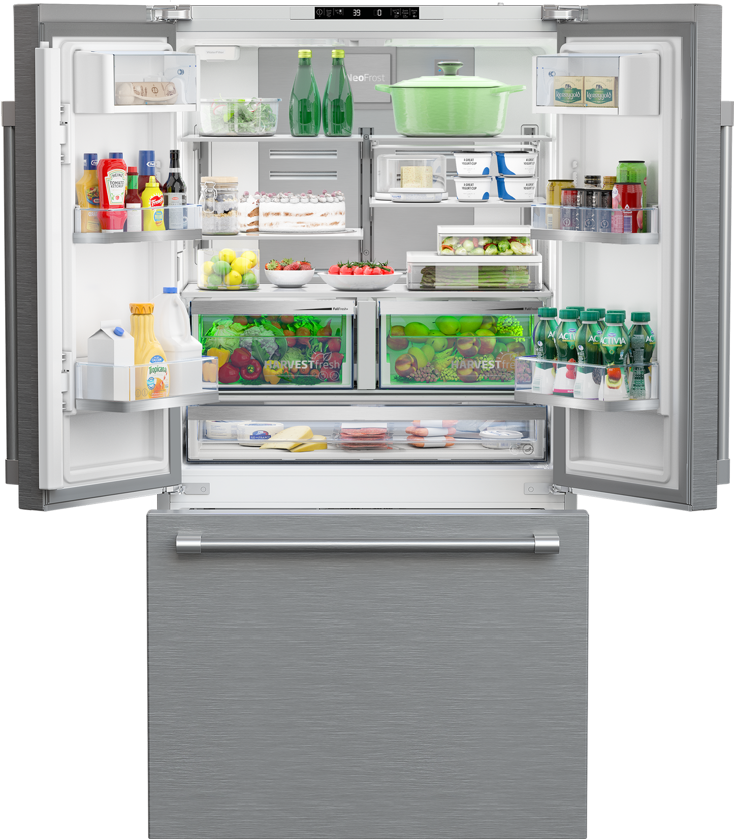 36 Inch Counter-Depth French Door Refrigerator with 20.5 cu. ft. Capacity, 4 Shelves, Gallon Bins, EverFresh+ Crispers, Internal Water Dispenser, Turbo Ice Maker, and ENERGY STAR® Qualified