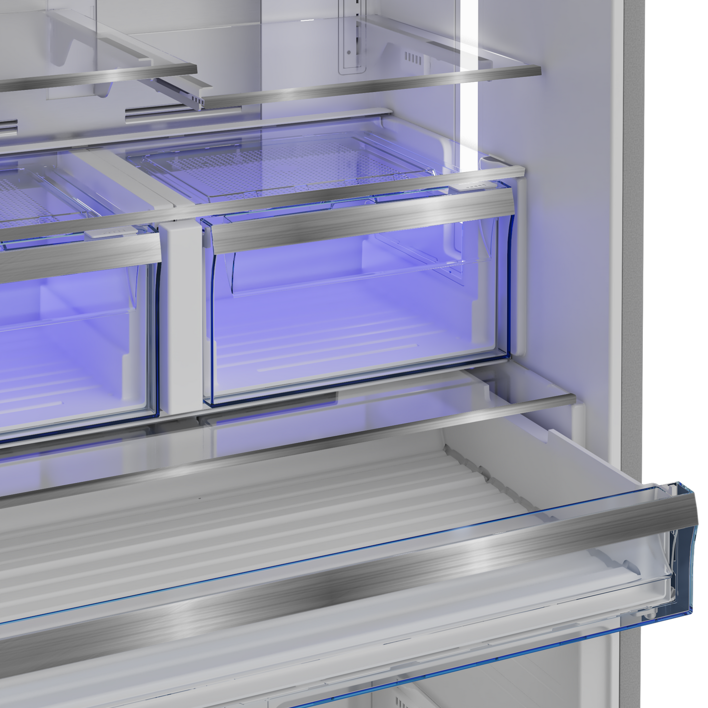 BFFD3626SS: 36" French Four-Door Stainless Steel Refrigerator with auto Ice Maker, Water Dispenser