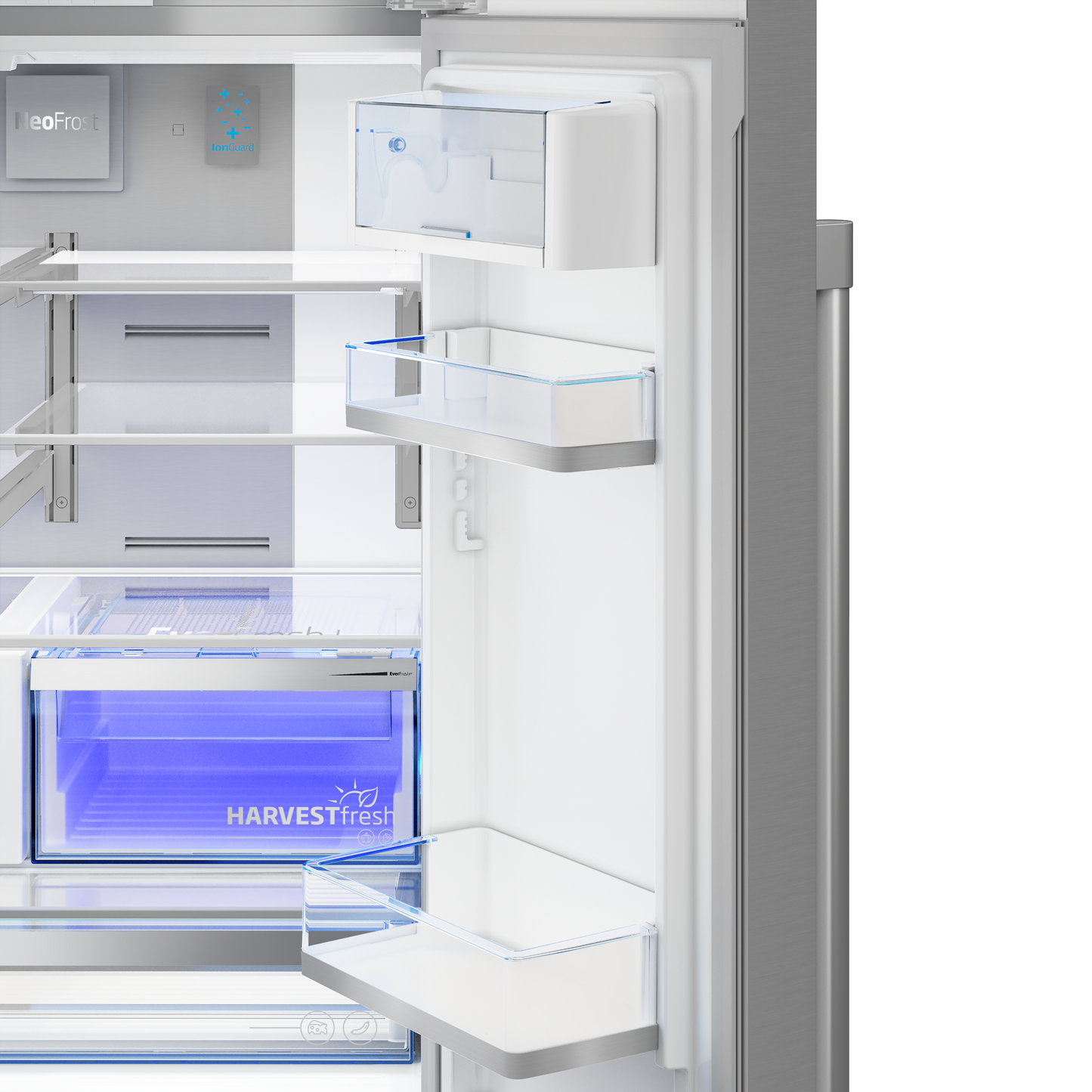 36 Inch Counter-Depth French Door Refrigerator with 20.5 cu. ft. Capacity, 4 Shelves, Gallon Bins, EverFresh+ Crispers, Internal Water Dispenser, Turbo Ice Maker, and ENERGY STAR® Qualified